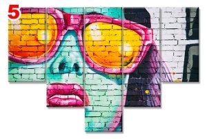 GRAFFITI DUVAR 7 STİL 5 PARÇALI KANVAS TABLO