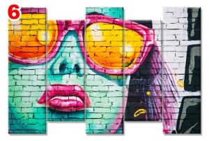 GRAFFITI DUVAR 7 STİL 5 PARÇALI KANVAS TABLO