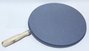 36cm Çapında Ahşap Tek Kulplu Granit Gözleme Bazlama Krep Tavası