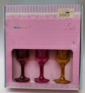 Sigma Glass Lale 6 Adet Renkli Küçük Ayaklı Kadeh