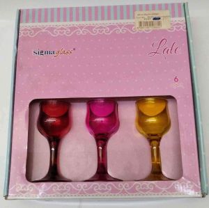 Sigma Glass Lale 6 Adet Renkli Küçük Ayaklı Kadeh