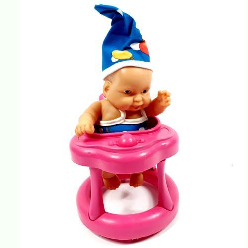 Tekerlekli Yürüteçli Oyuncak Bebek Seti Bebek 20cm Yürüteç 15cm