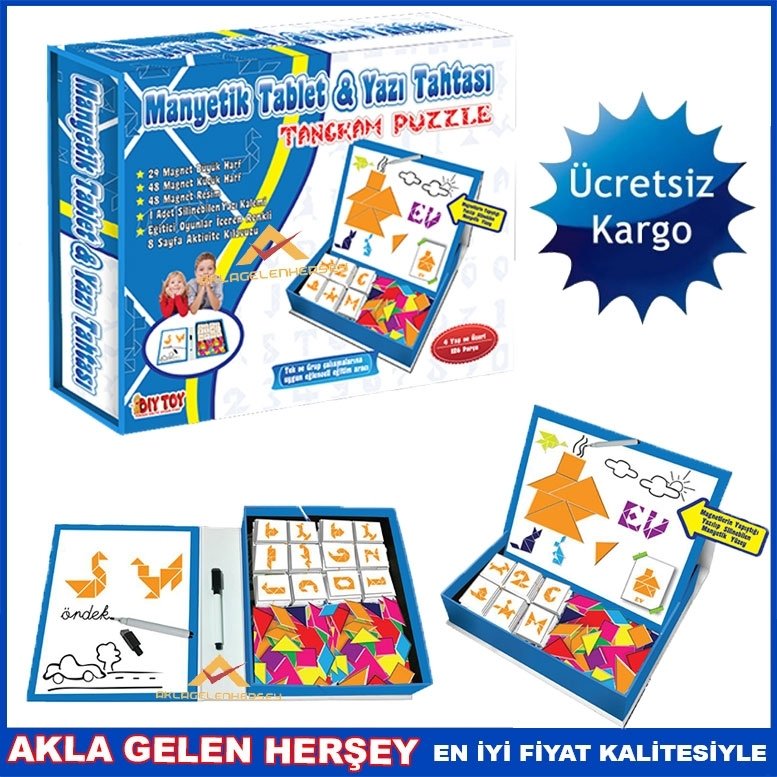 Kargo Dahil MANYETİK TABLET TANGRAM ŞEKİLLER YAZI TAHTASI SETİ