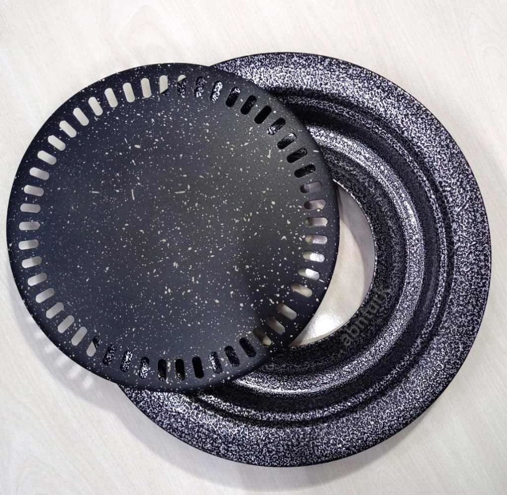 Granit Ocak Üstü Dumansız Izgara Sağlıklı Pişirme Yüzeyli Kokusuz Sulu Grill Pratik Yanmaz Yapışmaz