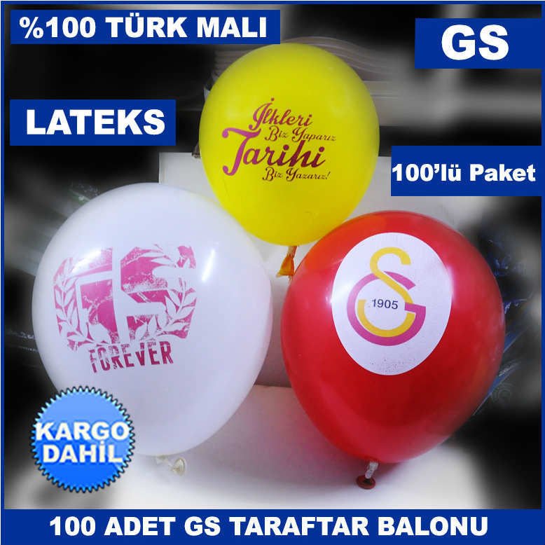 100 Adet Orjinal Lisanslı Galatasaray Balonu - Taraftar Balonu - Sarı Kırmızı Balon