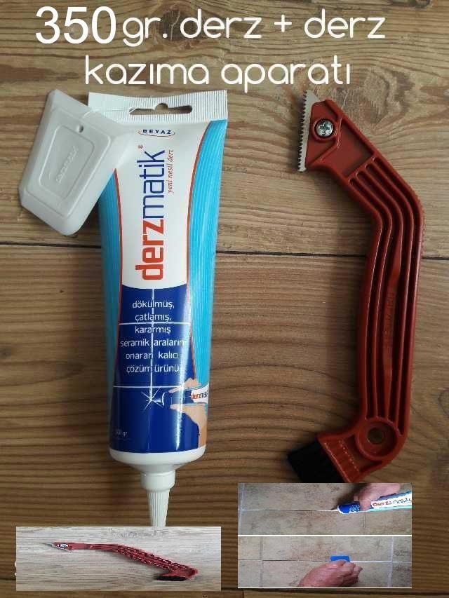 Hazır Derz Dolgusu 350 gr Büyük Tüp Derzmatik Dolgu+Özel Derz Kazıma Aparatı Hediyeli