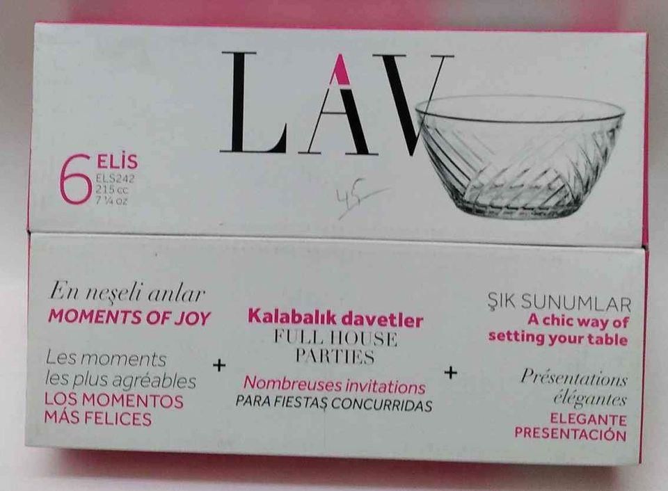 Lav Elis ELS 242. 6 Adet 21 Cm Cam Küçük Kase