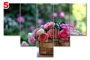 SEPETTE GULLER 7 STİL 5 PARÇALI KANVAS TABLO