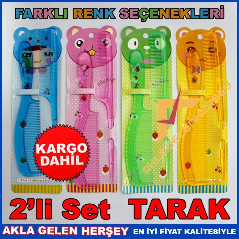 kargo dahil FARKLI RENKLERDE, ŞEFFAF 2'Lİ SET TARAK