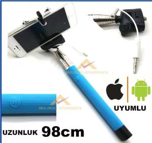 Katlanır Selfie Çubuğu Kolay ve Pratik Kullanımlı Her ölçüye Ayarlanabilir Uzunlukta Özçekim Çubuğu