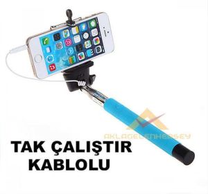Katlanır Selfie Çubuğu Kolay ve Pratik Kullanımlı Her ölçüye Ayarlanabilir Uzunlukta Özçekim Çubuğu