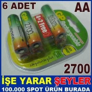 GP 2700 AA ŞARJLI KALEM PİL 6lı YENİ BLİSTER