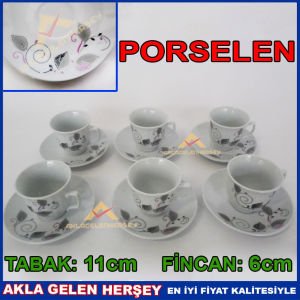 ASA PAPATYA DESENLİ 12 PARÇA KAHVE FİNCANI SETİ