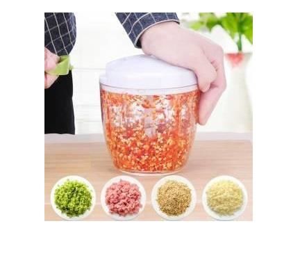 Büyük Boy İpli El Rondosu,5 Bıçaklı Kilitli Kapak,Geniş Hazneli İp Çekmeli Soğan Rondosu Doğrayıcı