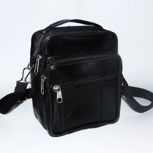 Gerçek Deri El Çantası - Askılı 4 Cepli Dikey Küçük Boy  Hakiki Deri El Çantası 14x16cm