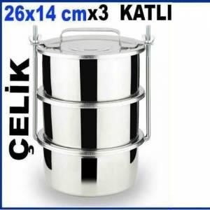 26x14cm 3 Kap Büyük Boy Paslanmaz Çelik Sefer Tası Sağlam Vidalı Sistem Taşınabilir Karavana