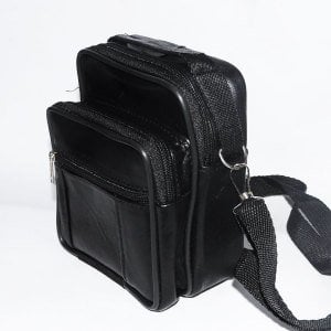 Gerçek Deri El Çantası - Askılı 4 Cepli Dikey Küçük Boy  Hakiki Deri El Çantası 14x16cm