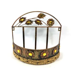 Metal Ferforje Taş Süslemeli Dekoratif Oval Kapı Sepeti Gazetelik Renk Seçenekli