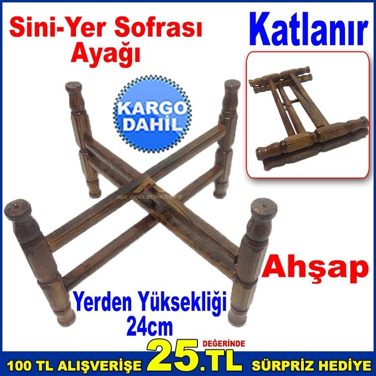 Katlanabilir Sini Ayağı Yüksekliği 24cm Ahşap Yer Sofrası Ayağı