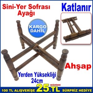 Katlanabilir Sini Ayağı Yüksekliği 24cm Ahşap Yer Sofrası Ayağı