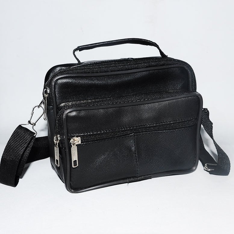 Gerçek Deri El Çantası - Askılı 4 Cepli Yatay Küçük Boy Hakiki Deri El Çantası 14x16cm