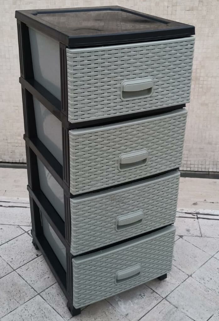 1.kalite plastik 4 çekmeceli beyaz raddan lüks hasır komidin