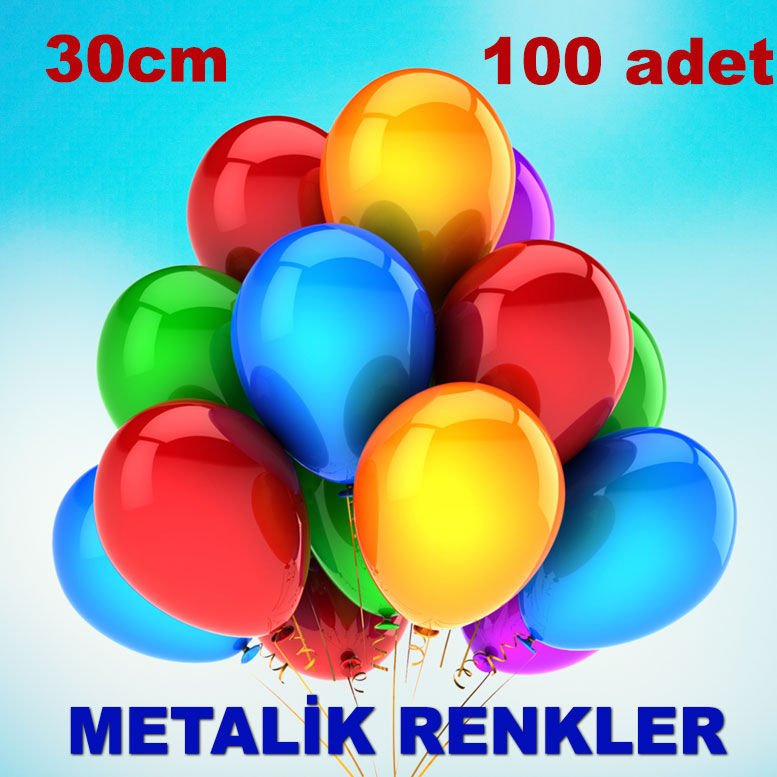 100'lü Paket Metalize Balon 15 Farklı Renk Seçeneği ile 1.Kalite İtalyan 30cm Lateks Metalik Balon