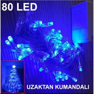 80 Led Kumandali Mavi Renk Noel Işığı Çam Ağacı Işığı Vitrin Süsl
