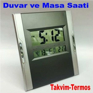 KENKO KK-3886 Dijital Duvar ve Masa Saati - Takvim - Termometre 234x200x28mm LCD Ekran Saat