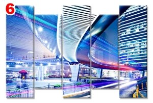 SEHIR BINA ISIKLAR 7 STİL 5 PARÇALI KANVAS TABLO