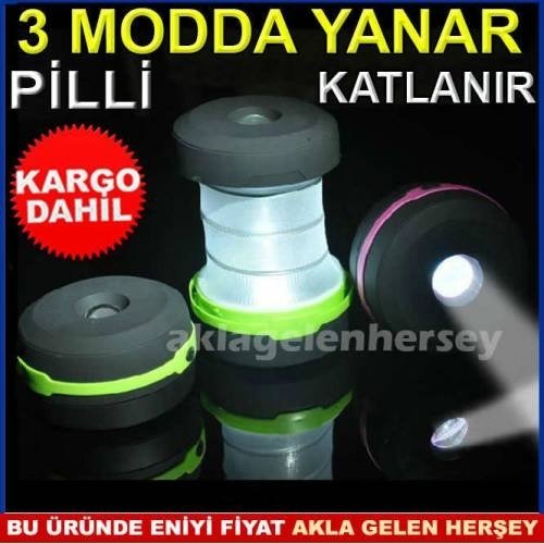 AKORDEON MODEL ASKILI FENER LEDLİ KAMP LAMBASI