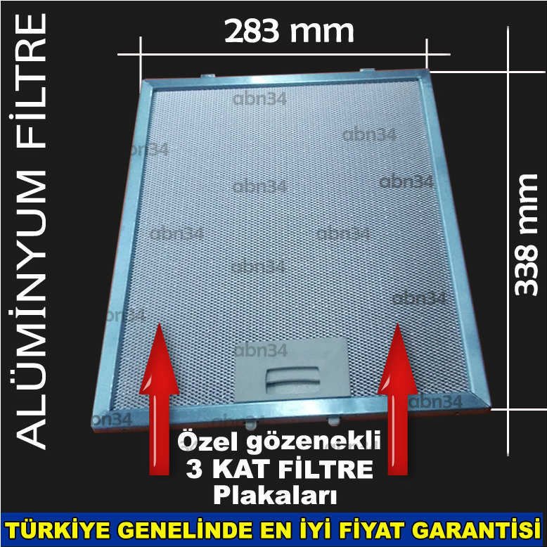 Alüminyum Davlumbaz Filtresi 283x338mm Ankastre Filtresi 28.3x33.8cm Alüminyum Kartuş Filtre abn34