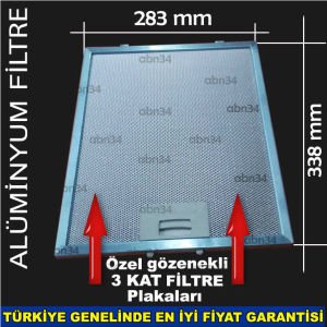 Alüminyum Davlumbaz Filtresi 283x338mm Ankastre Filtresi 28.3x33.8cm Alüminyum Kartuş Filtre abn34