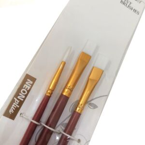 Neon Plus 3 Lü Karışık Fırça Seti Akrilik Yağlı Boya, Sulu Boya Fırçası