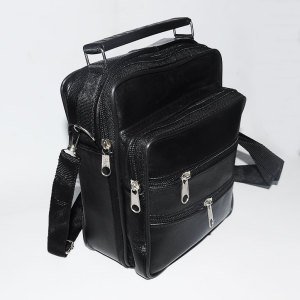 Gerçek Deri El Çantası - Askılı 5 Cepli Dikey Orta Boy Hakiki Deri El Çantası 20x16cm