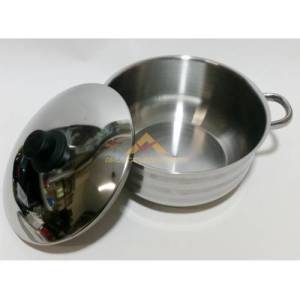 22cm İndüksiyon Kapsül Tabanlı Çelik Kapaklı Paslanmaz Çelik Derin Tencere