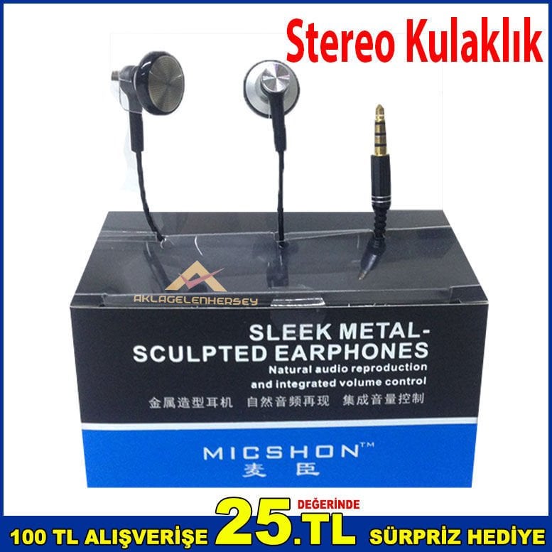 Mikrofonlu Kulaklık Kaliteli Ses Cep Telefon Kulaklığı 120cm Kablo Uzunluğu Stereo Kulaklık Siyah-1
