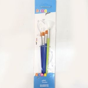 Neon Plus 4 Lü Karışık Fırça Seti Akrilik Yağlı Boya, Sulu Boya Fırçası