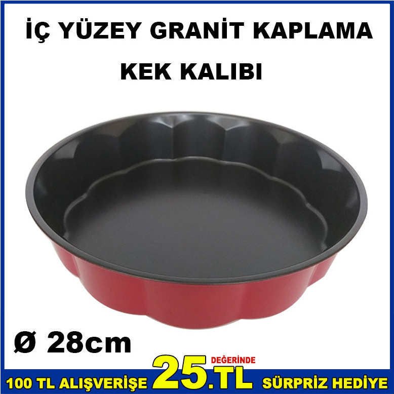 İÇ YÜZEY GRANİT KAPLAMA 28cm BÜYÜK KEK KALIBI