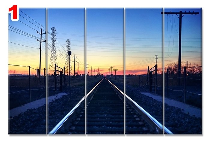 RAYLAR TREN YOLU 7 STİL 5 PARÇALI KANVAS TABLO