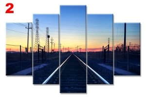 RAYLAR TREN YOLU 7 STİL 5 PARÇALI KANVAS TABLO