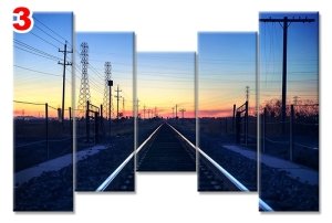 RAYLAR TREN YOLU 7 STİL 5 PARÇALI KANVAS TABLO