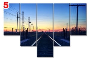 RAYLAR TREN YOLU 7 STİL 5 PARÇALI KANVAS TABLO