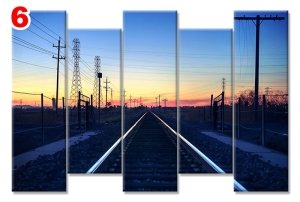 RAYLAR TREN YOLU 7 STİL 5 PARÇALI KANVAS TABLO