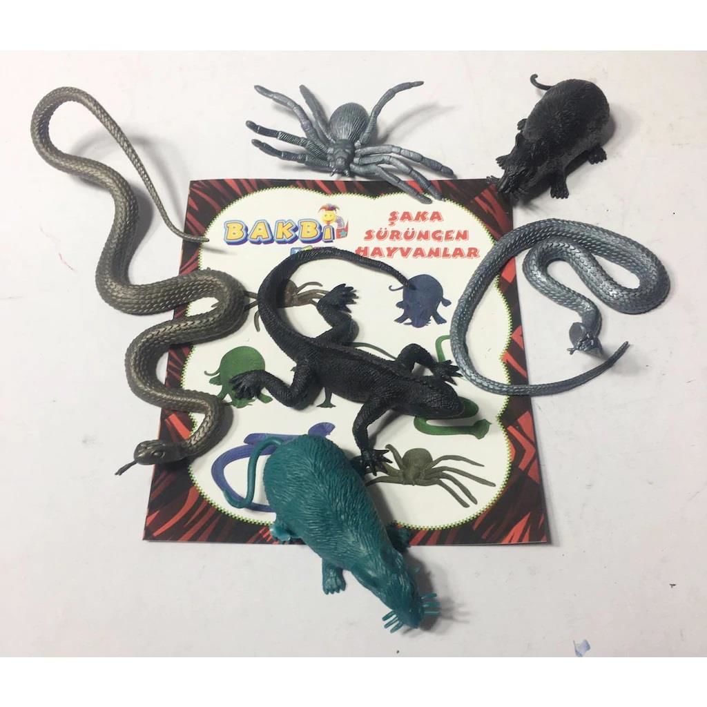 6'lı Renkli Plastik Yılan Fare Örümcek Kertenkele Şaka Seti