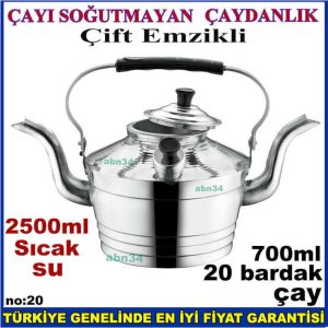 Çift taraflı alüminyum çaydanlık süzgeçli çaydanlık seti 20no