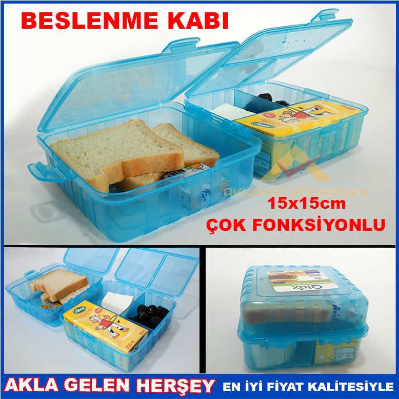 ÇOK FONKSİYONLU BESLENME KABI PRATİK BESLENME KUTUSU MAVİ