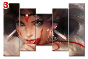 PRENSES MONONOKE 7 STİL 5 PARÇALI KANVAS TABLO