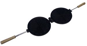 Çift Taraflı Teflon Yonca Desenli 20cm Çapta Waffle Pişirme Tavası Kaliteli Malzemeden Üretilmiştir