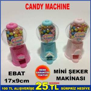 Candy Machine 17x9cm Boyutunda Çok Amaçlı Cam Fanus Görünümlü Mini Şeker Makinesi Kumbara Sakız